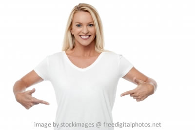 Woman Pointing Her Stomach
